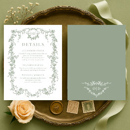 French Victorian Sage Green Wedding Details Einladung