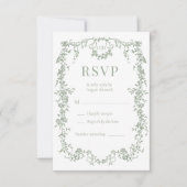 French Victorian Sage Green Wedding RSVP  (Vorderseite)