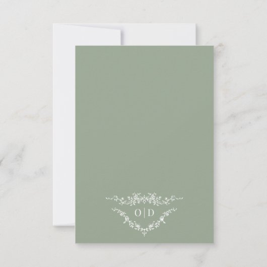 French Victorian Sage Green Wedding RSVP (Rückseite)