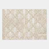 French Vintag White Damask Newsprint Geschenkpapier Set (Vorderseite 2)