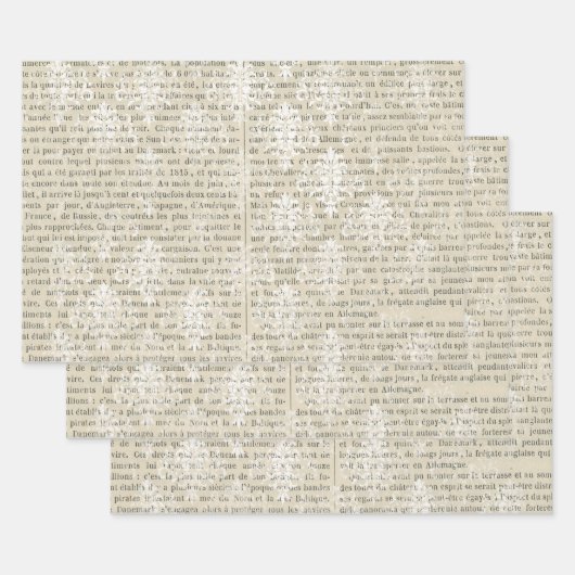 French Vintag White Damask Newsprint Geschenkpapier Set (Set)