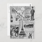 French Vintage Eiffel Postkarte (Vorne/Hinten)