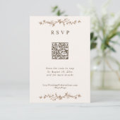 French Vintage Floral Brown Wedding RSVP Karte (Stehend Vorderseite)