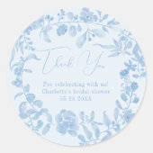 french vintage floral thank you bridal shower runder aufkleber (Vorderseite)