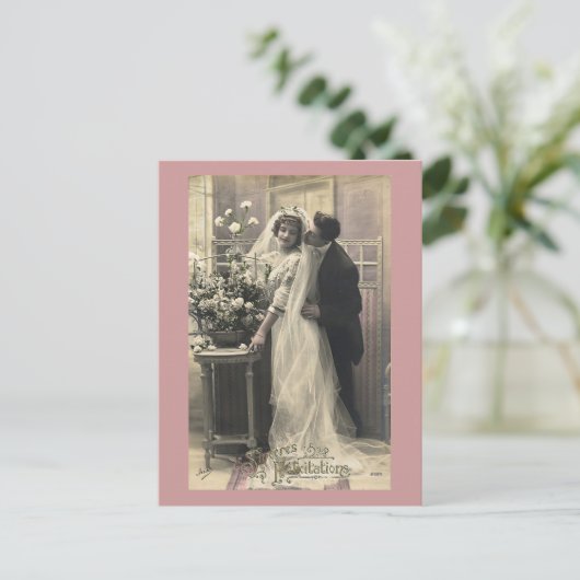 French Vintage Romantic Love Wedding Postkarte (Stehend Vorderseite)