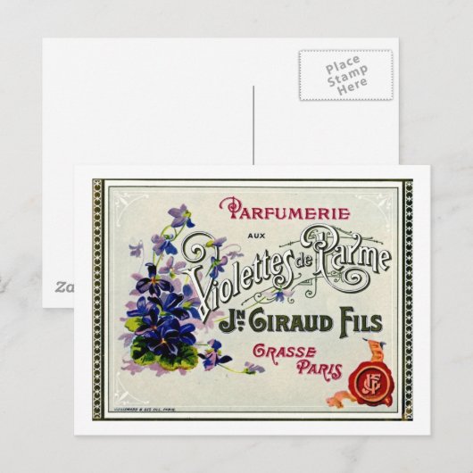 French Violette Parfüm Label Postkarte (Vorne/Hinten)