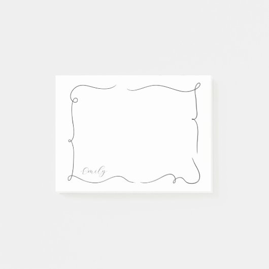 French Whimsical Script Custom Name  Post-it Klebezettel (Vorderseite)