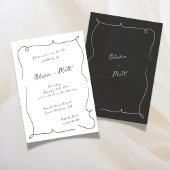 French Whimsical Script Wedding Invite White Einladung