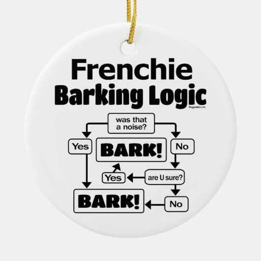 Frenchie Barking Logic Keramik Ornament (Vorne)