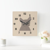 Frenchie, beige quadratische wanduhr (Zuhause)