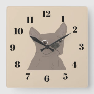 Frenchie, beige quadratische wanduhr