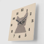 Frenchie, beige quadratische wanduhr (Winkel)