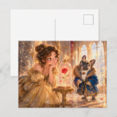 Frenchie Biest verzauberte Rose Szene Postkarte (Vorne/Hinten)