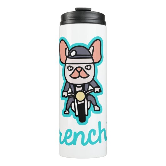 Frenchie Biker Motorrad Dog Eigentümer Frenchie Fu Thermosbecher (Vorderseite)