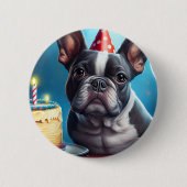 Frenchie Birthday Bash: Ein Niedlicher französisch Button (Vorderseite)