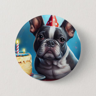 Frenchie Birthday Bash: Ein Niedlicher französisch Button