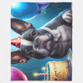 Frenchie Birthday Bash: Ein Niedlicher französisch Fleecedecke (Vorderseite)