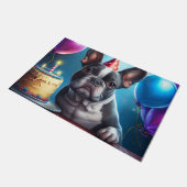 Frenchie Birthday Bash: Ein Niedlicher französisch Fußmatte (Schrägansicht)