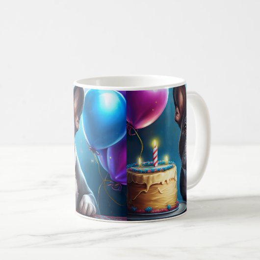 Frenchie Birthday Bash: Ein Niedlicher französisch Kaffeetasse (VorderseiteRechts)