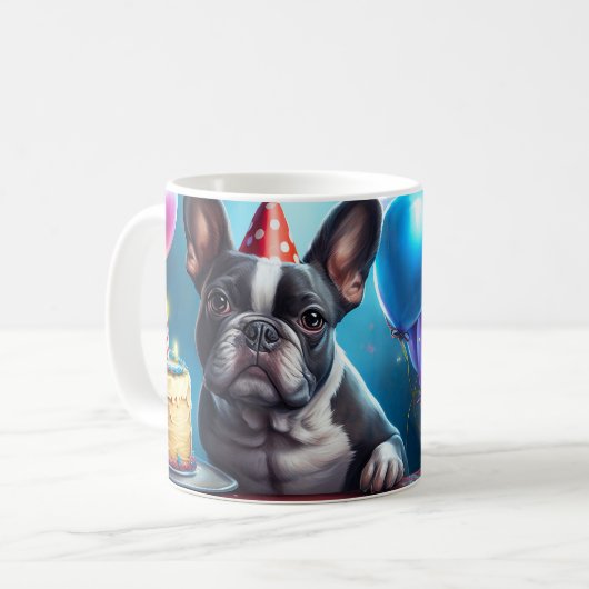 Frenchie Birthday Bash: Ein Niedlicher französisch Kaffeetasse (Vorderseite Links)