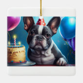 Frenchie Birthday Bash: Ein Niedlicher französisch Keramikornament (Rückseite)
