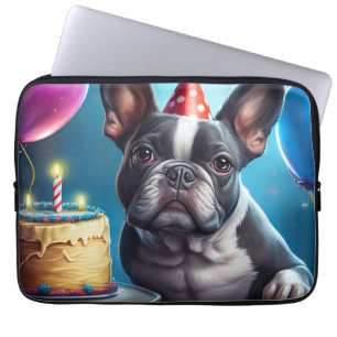 Frenchie Birthday Bash: Ein Niedlicher französisch Laptopschutzhülle
