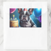 Frenchie Birthday Bash: Ein Niedlicher französisch Rechteckiger Aufkleber (Tasche)