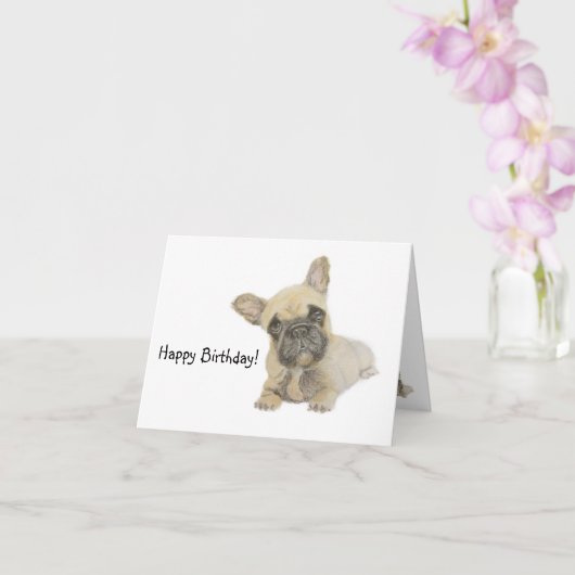 Frenchie Birthday Karte (Orchidee)