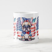Frenchie Bulldog Mom Patriotic USA Flag Jumbo-Tasse (Vorderseite)