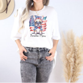 Frenchie Bulldog Mom Patriotic USA Flag  Tri-Blend Shirt