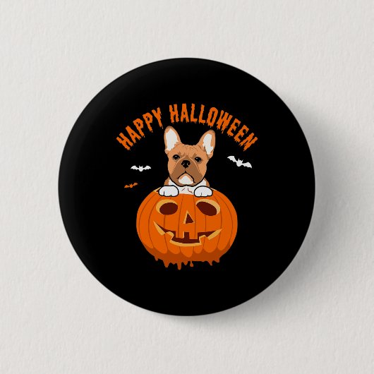 Frenchie Bulldog Pumpkin Costumes Erntedank Button (Vorderseite)