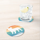 Frenchie Bulldog Retro Sunset Liebe Runder Pappuntersetzer (Vor Ort)