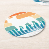 Frenchie Bulldog Retro Sunset Liebe Runder Pappuntersetzer (Angewinkelt)