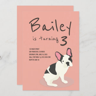 Frenchie Bulldog Welpe Hund zum Geburtstag Einladu Einladung