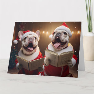 Frenchie Christmas Carolers Spaß Urlaub Karte