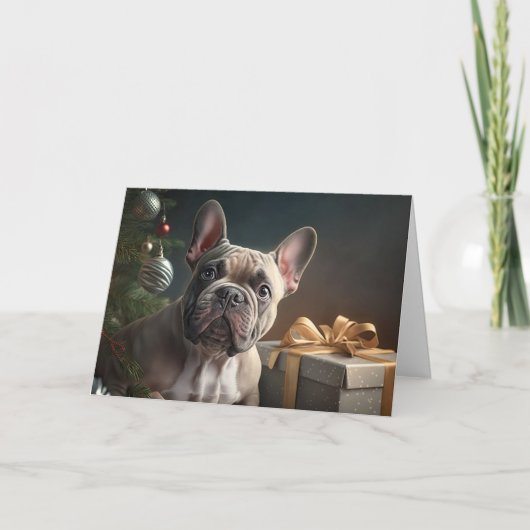 Frenchie Christmas Feiertagskarte (Vorderseite)