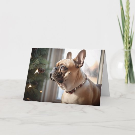 Frenchie Christmas Feiertagskarte (Vorderseite)