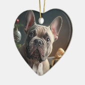 Frenchie Christmas Keramik Ornament (Links)