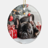 Frenchie Christmas Keramik Ornament (Links)