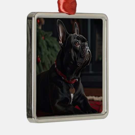 Frenchie Christmas Ornament Aus Metall (Rechts)