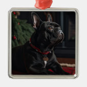 Frenchie Christmas Ornament Aus Metall (Vorne)