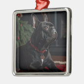 Frenchie Christmas Ornament Aus Metall (Links)