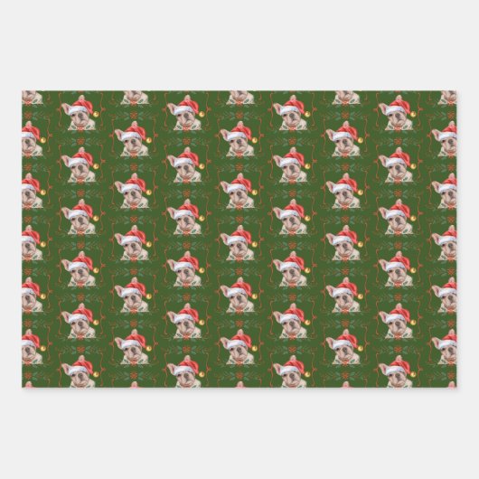 Frenchie Christmas Wrapping Paper Sheets Geschenkpapier Set (Vorderseite 3)
