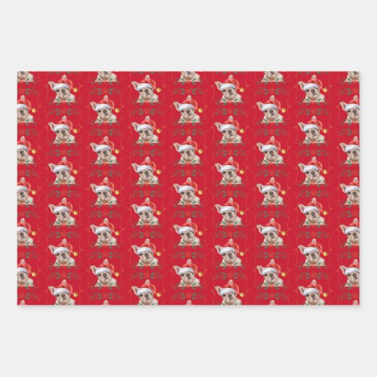 Frenchie Christmas Wrapping Paper Sheets Geschenkpapier Set (Vorderseite 2)