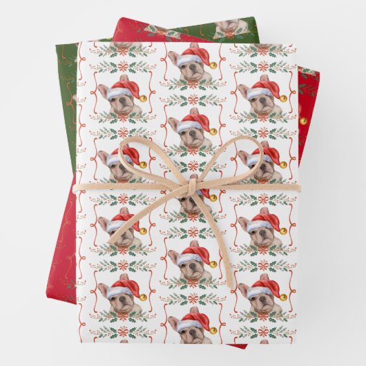Frenchie Christmas Wrapping Paper Sheets Geschenkpapier Set (Beispiel)