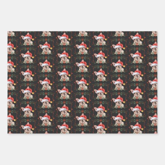 Frenchie Christmas Wrapping Paper Sheets Geschenkpapier Set (Vorderseite 3)