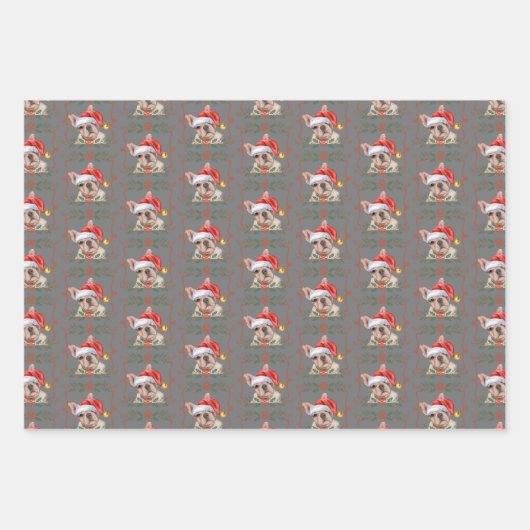 Frenchie Christmas Wrapping Paper Sheets Geschenkpapier Set (Vorderseite 2)