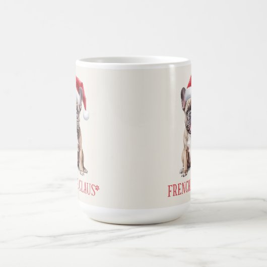 Frenchie Claus Dog Pun Weihnachtskaffee Tasse (Mittel)