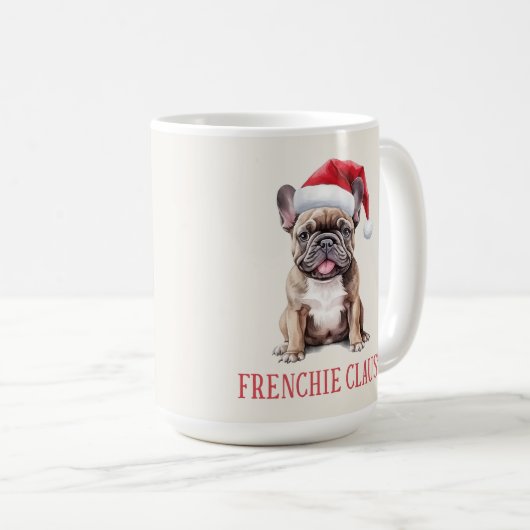 Frenchie Claus Dog Pun Weihnachtskaffee Tasse (VorderseiteRechts)
