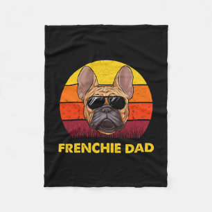 Frenchie Dad Retro Sonnenuntergang Sonnenbrille Mä Fleecedecke